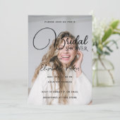 カスタマイズ可能な写真と黒の文字ブライダルシャワー 招待状 (スタンド正面)