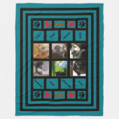 カスタマイズ可能な写真のコラージュかInstagramのスタイルの青 フリースブランケット (正面)