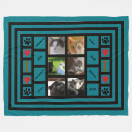 カスタマイズ可能な写真のコラージュかInstagramのスタイルの青 フリースブランケット