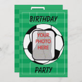 カスタマイズ可能な写真のサッカーボールのパーティの招待状 招待状 (正面/裏面)