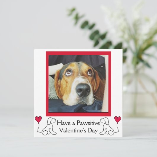 カスタマイズ可能な写真の犬のバレンタインデーカード シーズンカード (スタンド正面)