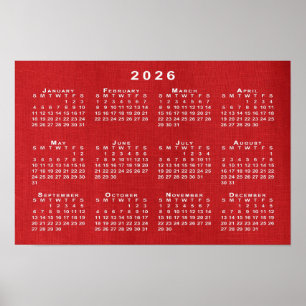 カスタマイズ可能な写真の白い2026カレンダー ポスター