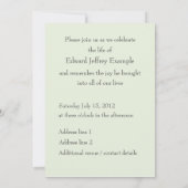 カスタマイズ可能な写真の記憶/葬儀 招待状 (裏面)