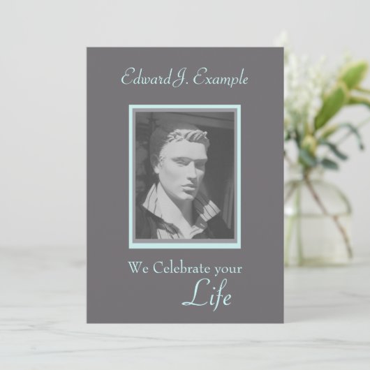 カスタマイズ可能な写真の記憶/葬儀 招待状 (スタンド正面)