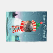 カスタマイズ可能な写真の雪だるま フリースブランケット (正面(横))