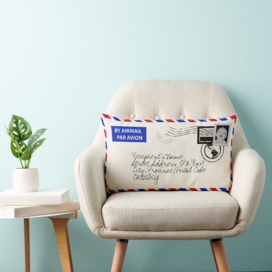 カスタマイズ可能な写真アップロード航空便の封筒枕 ランバークッション (椅子)