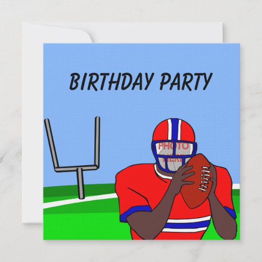 カスタマイズ可能な写真サッカーパーティー招待状AA 招待状 (正面)