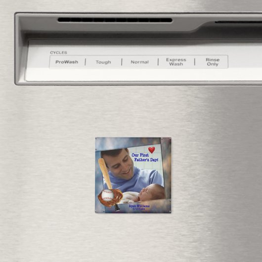 カスタマイズ可能な写真私たちの最初の父の日の磁石 マグネット (インサイチュ (食洗機))