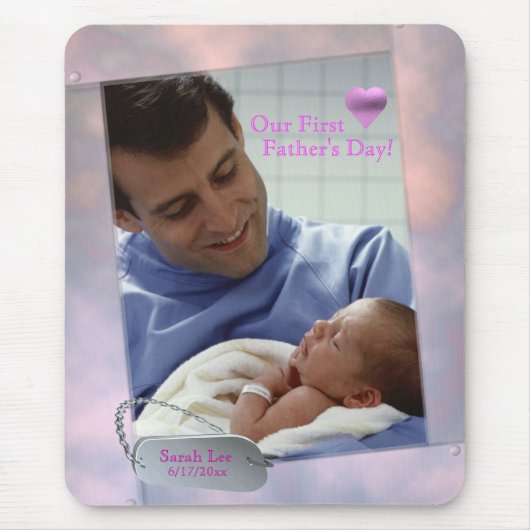 カスタマイズ可能な写真私達の最初父の日のマウスパッド マウスパッド (正面)