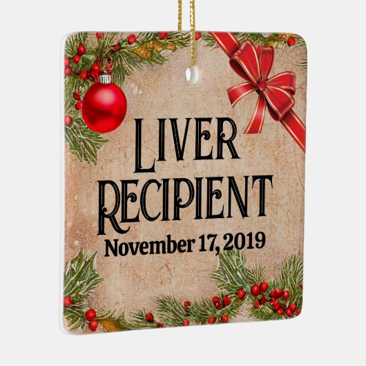 カスタマイズ可能な写真移植受信者のクリスマス セラミックオーナメント (右)