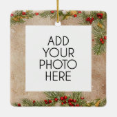 カスタマイズ可能な写真移植受信者のクリスマス セラミックオーナメント (裏面)