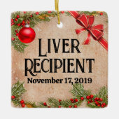 カスタマイズ可能な写真移植受信者のクリスマス セラミックオーナメント (正面)