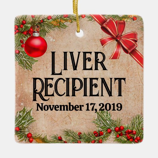 カスタマイズ可能な写真移植受信者のクリスマス セラミックオーナメント (正面)