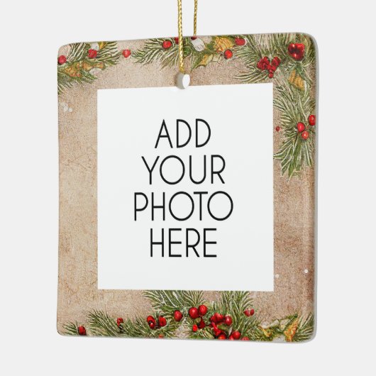 カスタマイズ可能な写真移植受信者のクリスマス セラミックオーナメント (左)