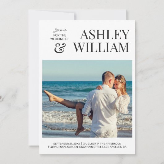 カスタマイズ可能な写真結婚式招待状 招待状 (正面)