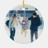 カスタマイズ可能な写真 かわいい ネイビーブルー メリークリスマス セラミックオーナメント (裏面)