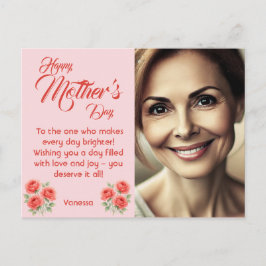 カスタマイズ可能な写真&フローラデコール – Pastel Pink シーズンポストカード