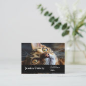 カスタマイズ可能な写真、名前、サービス 名刺 (スタンド正面)