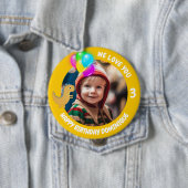 カスタマイズ可能な写真、名前、年齢の誕生日ボタン 缶バッジ (インサイチュ)