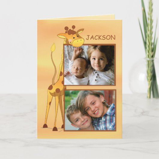 カスタマイズ可能な写真、名前Big Brotherお祝い カード (正面)