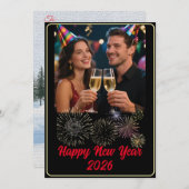 カスタマイズ可能な写真 花火  ハッピーニューイヤー シーズンカード (正面/裏面)