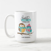 カスタマイズ可能な冬のフクロムクリスマスホリデー コーヒーマグカップ (左)