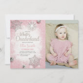 カスタマイズ可能な冬のワンダーランドパーティの招待状 招待状 (正面)