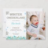 カスタマイズ可能な冬のワンダーランドパーティの招待状 招待状 (正面)