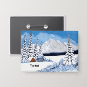 カスタマイズ可能な冬の雪のボタン文字 缶バッジ (正面/裏面)