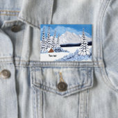 カスタマイズ可能な冬の雪のボタン文字 缶バッジ (インサイチュ)