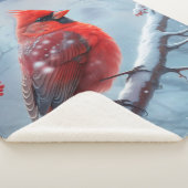 カスタマイズ可能な冬(鳥)ショウジョウコウカンチョウフリースブランケット、 シェルパブランケット (3/4)