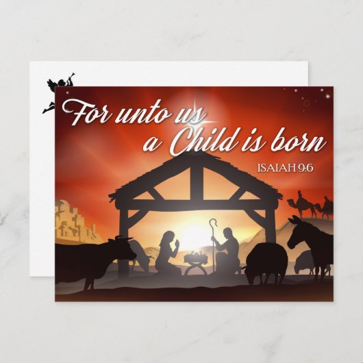 カスタマイズ可能な出生シーン宗教クリスマス シーズンカード (正面/裏面)