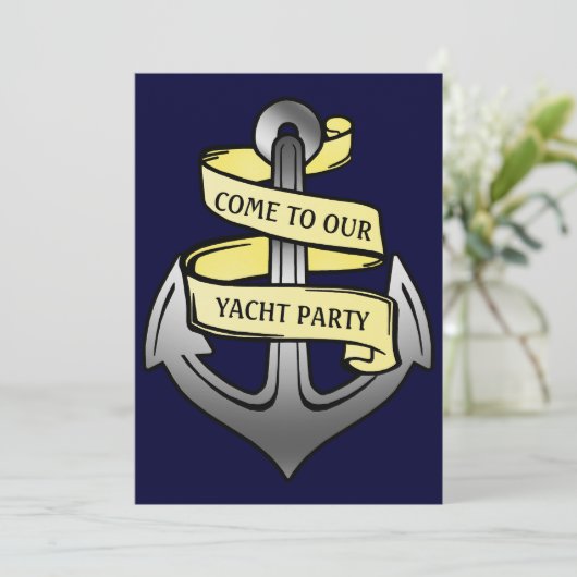 カスタマイズ可能な出荷いかりヨットパーティー 招待状 (スタンド正面)
