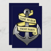 カスタマイズ可能な出荷いかりヨットパーティー 招待状 (正面/裏面)