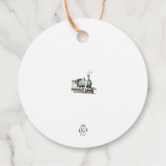 カスタマイズ可能な列車をテーマにしたラウンド感謝ラベル フェイバータグ (裏面)