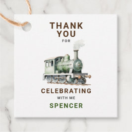 カスタマイズ可能な列車をテーマにした正方形サンキューサンキューラベル フェイバータグ