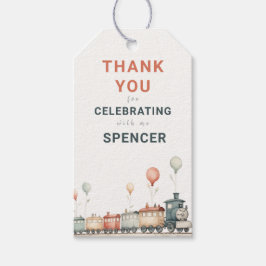 カスタマイズ可能な列車誕生日ありがとうラベル ギフトタグ
