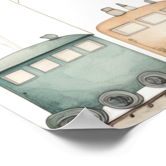 カスタマイズ可能な列車誕生日カスタム看板 ポスター (角)