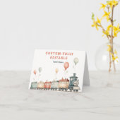 カスタマイズ可能な列車誕生日折り畳みフードテントカード カード (黄色い花)