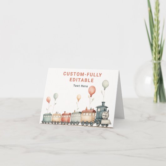 カスタマイズ可能な列車誕生日折り畳みフードテントカード カード (正面)