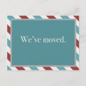 カスタマイズ可能な動きのお知らせ//エアメールティール（緑がかった色） 案内ポストカード (正面)