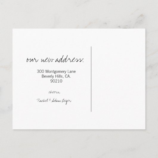 カスタマイズ可能な動きのお知らせ//エアメールティール(緑がかった色) 案内ポストカード (裏面)