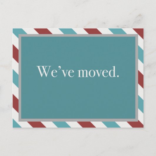 カスタマイズ可能な動きのお知らせ//エアメールティール(緑がかった色) 案内ポストカード (正面)