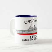 カスタマイズ可能な勤務年月日入り USS Wasp LHD-1 ツートーンマグカップ (正面左)