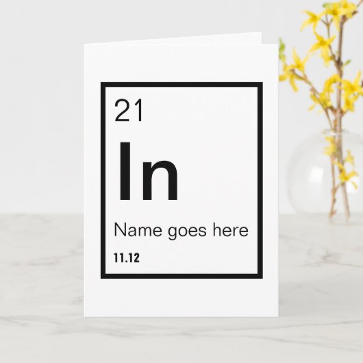 カスタマイズ可能な化学記号誕生日 カード (黄色い花)