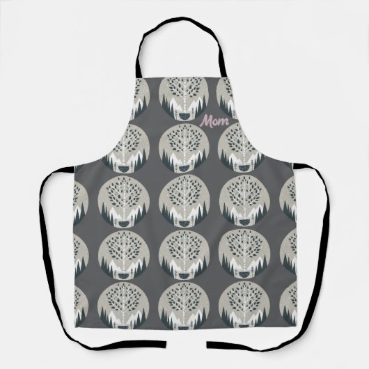 カスタマイズ可能な北欧マウンテン樺の木ツリーエプロン エプロン (正面)