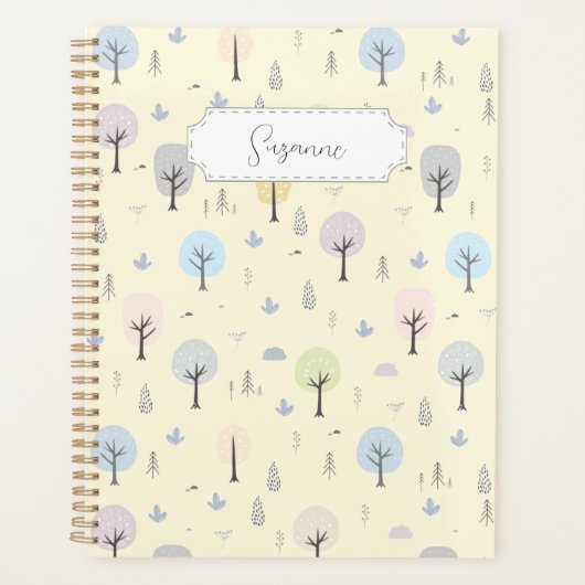 カスタマイズ可能な北欧森林のシームレスなパターン プランナー手帳 (正面)