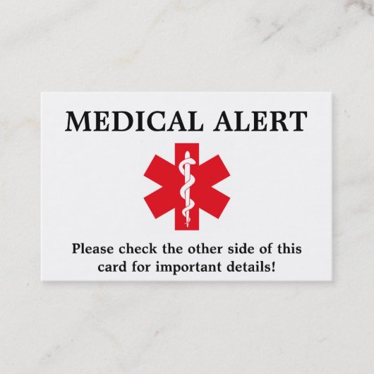 カスタマイズ可能な医学警報ID - 名刺 (正面)