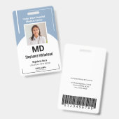 カスタマイズ可能な医療従事者用写真IDダスティーブルーバッジ バッジ (正面＆裏面)