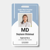カスタマイズ可能な医療従事者用写真IDダスティーブルーバッジ バッジ (正面)
